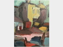 dipinto-materico-paesaggio-case-moderno 